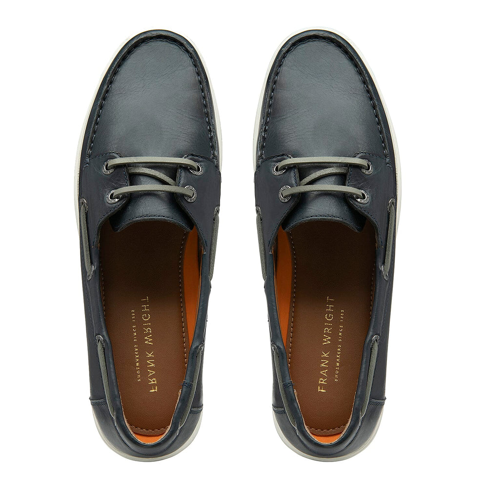 FRANK WRIGHT Keel Leather Boat Shoe (Size 10) - Navy
