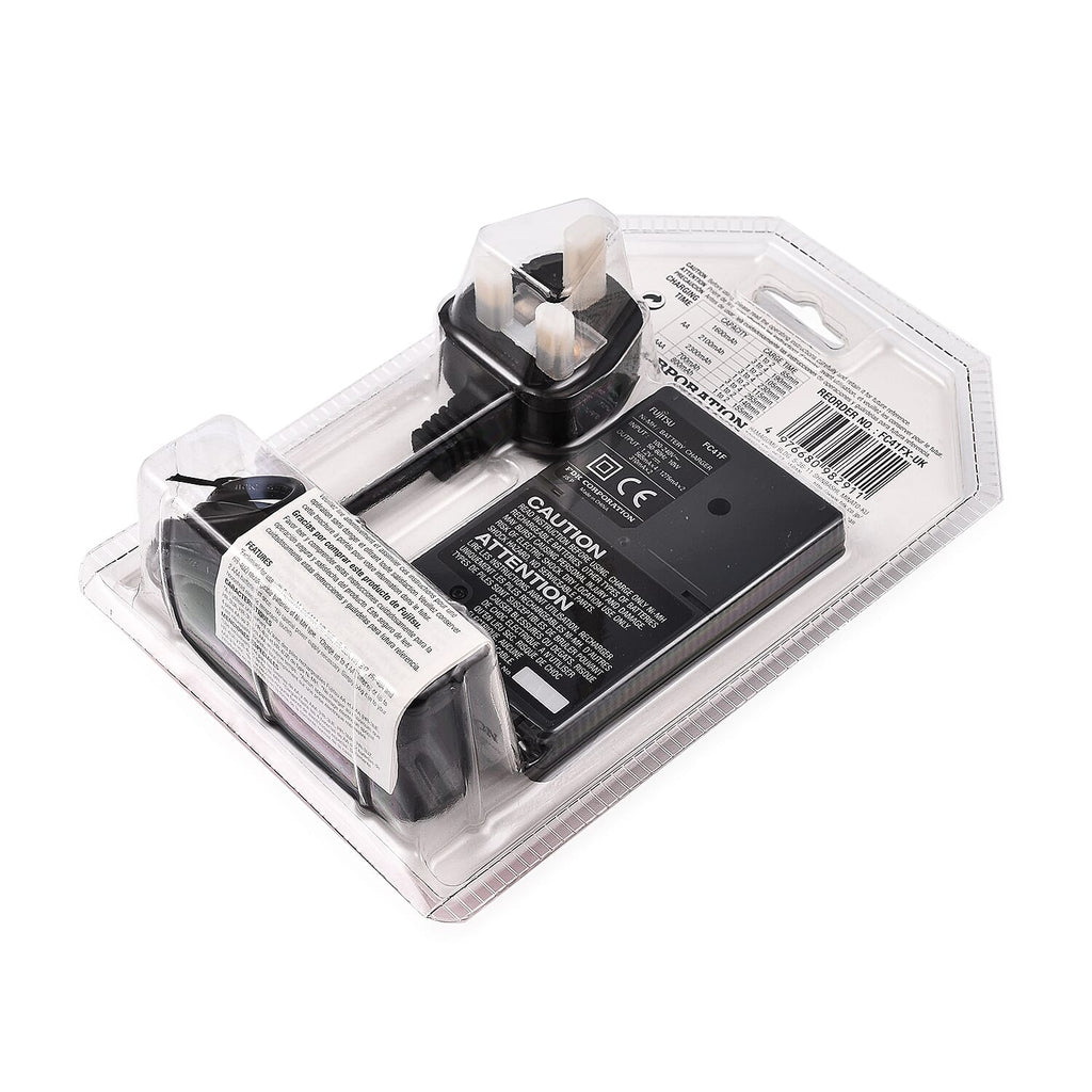 FUJITSU Battery Charger with 4 AA Rechargable Batteries (Can Also Recharge AAA Batteries)