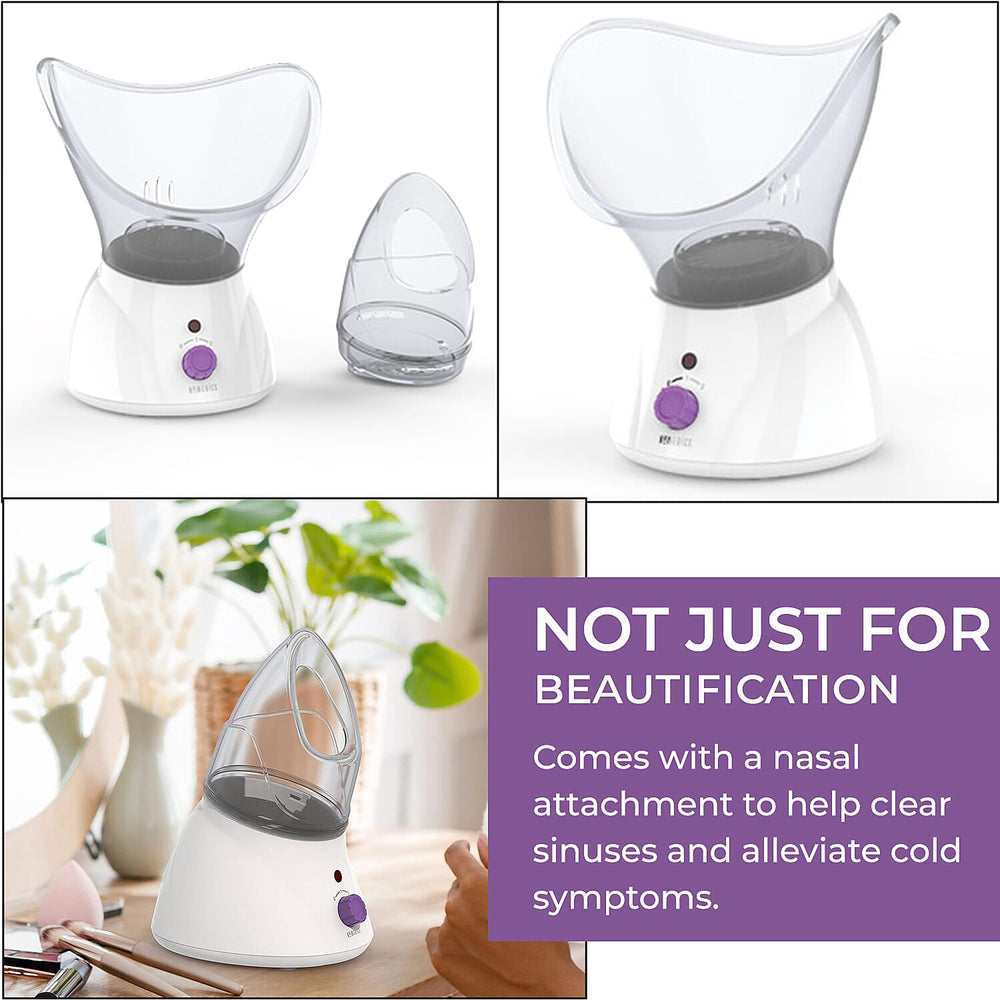 HoMedics Facial Spa, Facial Steamer-Mist, Revitalising, Angled Mask for Comfort, Opens Pores for Deep Cleaning, Includes Nasal Attachment to Ease Congestion