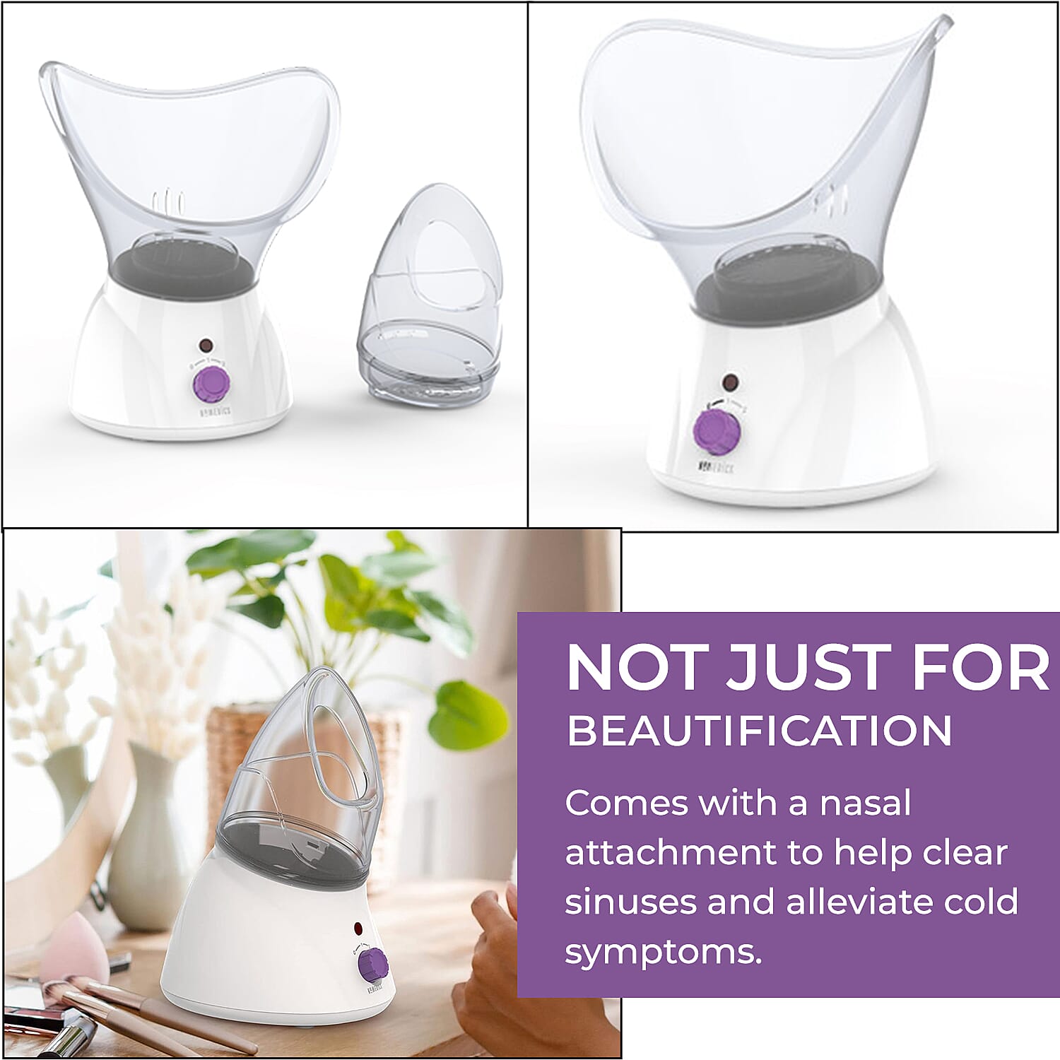 HoMedics Facial Spa, Facial Steamer-Mist, Revitalising, Angled Mask for Comfort, Opens Pores for Deep Cleaning, Includes Nasal Attachment to Ease Congestion