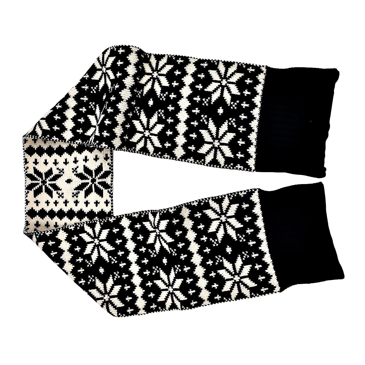 Fairisle Reversible Knit Scarf (Size 138x18 Cm) - Dark Blue & Cream