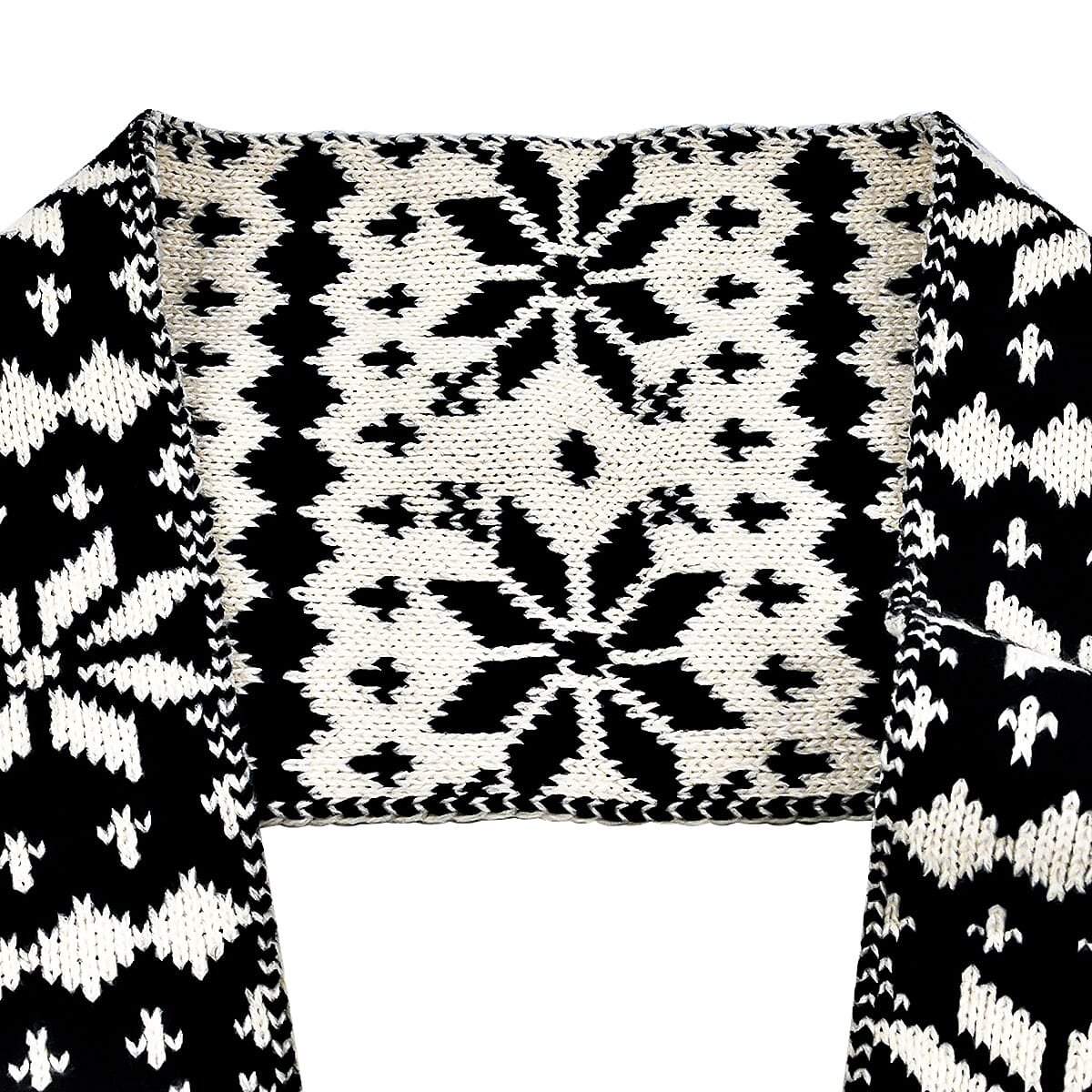 Fairisle Reversible Knit Scarf (Size 138x18 Cm) - Dark Blue & Cream