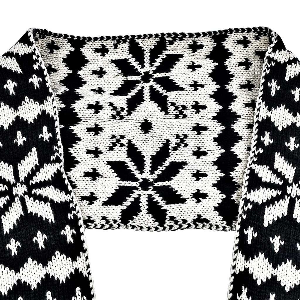 Fairisle Reversible Knit Scarf (Size 144x20 Cm) - Grey - Cream
