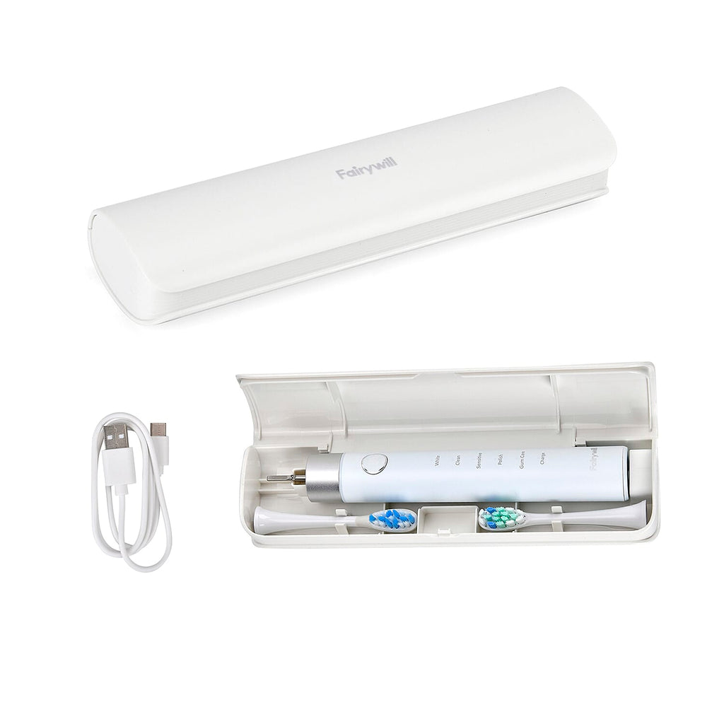 FairyWill P80 Pressure Sensor Sonic Electronic Toothbrush with 8 Heads and Travel Case