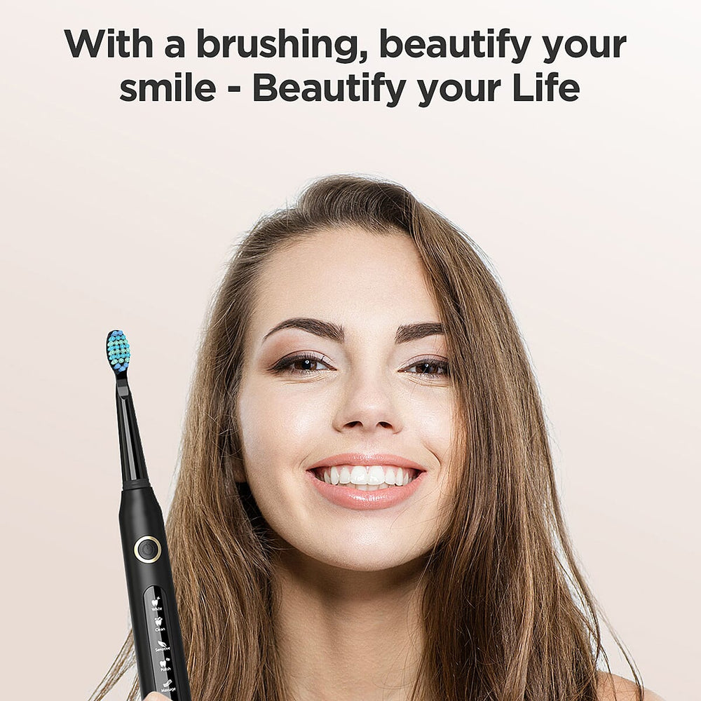 FairyWill- Sonic Toothbrush (With 4 Heads) - Black