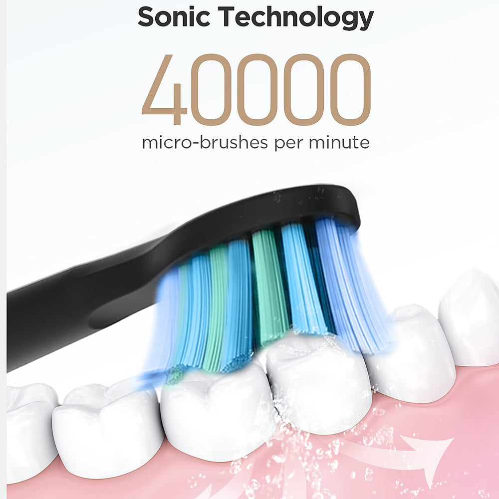 FairyWill- Sonic Toothbrush (With 4 Heads) - Black