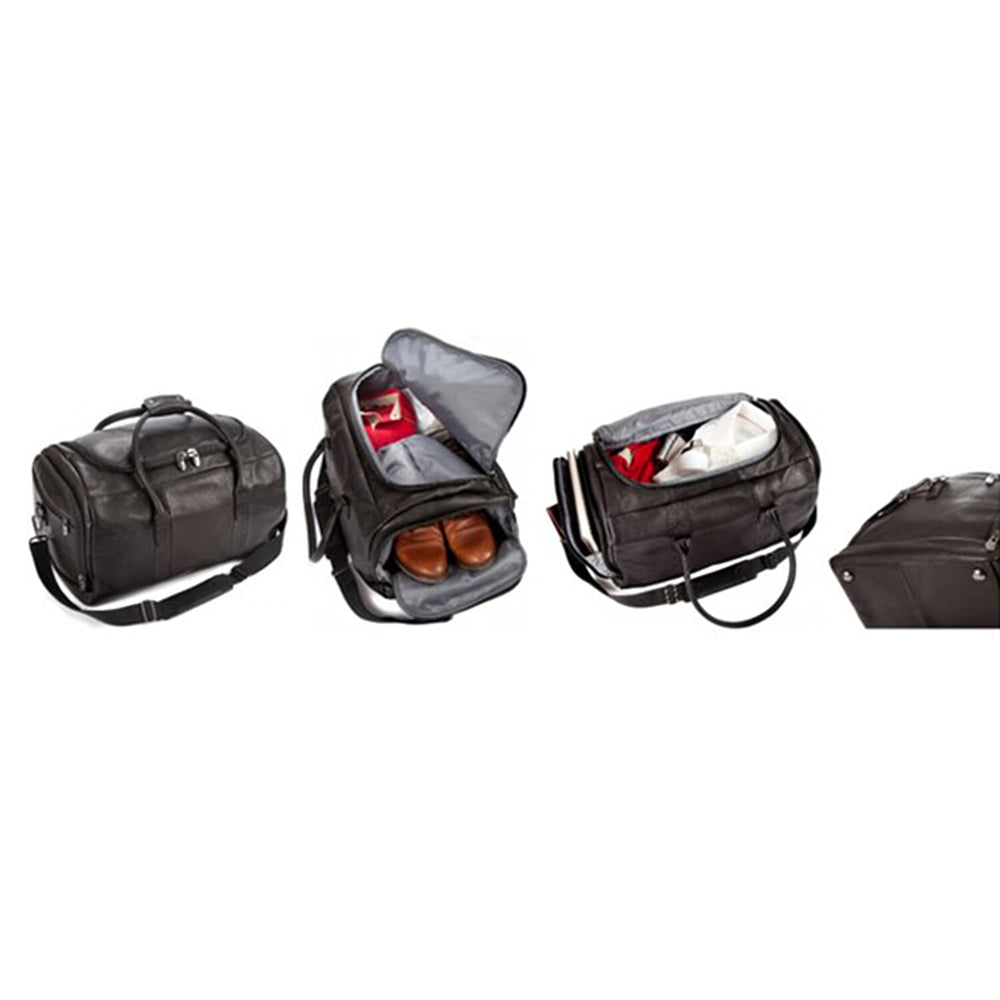 Falcon Colombian Leather Holdall - Black Size- W30 x H30 x L51cm