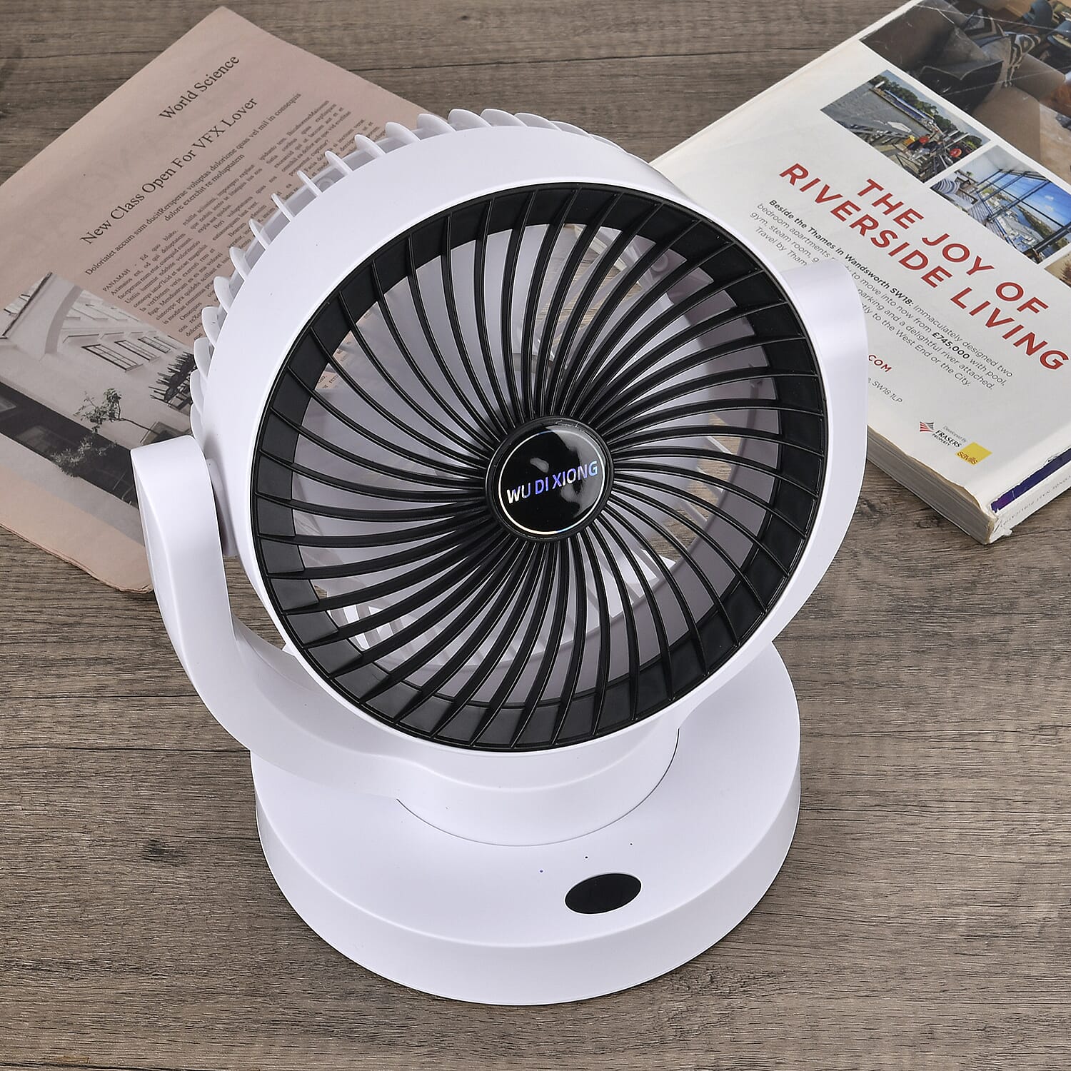 Air Circulation Fan with 3 Speed Modes (2000mAh Battery) - White