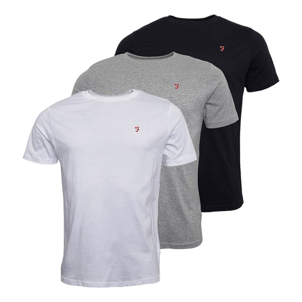 Farah Mens Pack of 3 100% Cotton Tees (Size XL) - Multi Colour