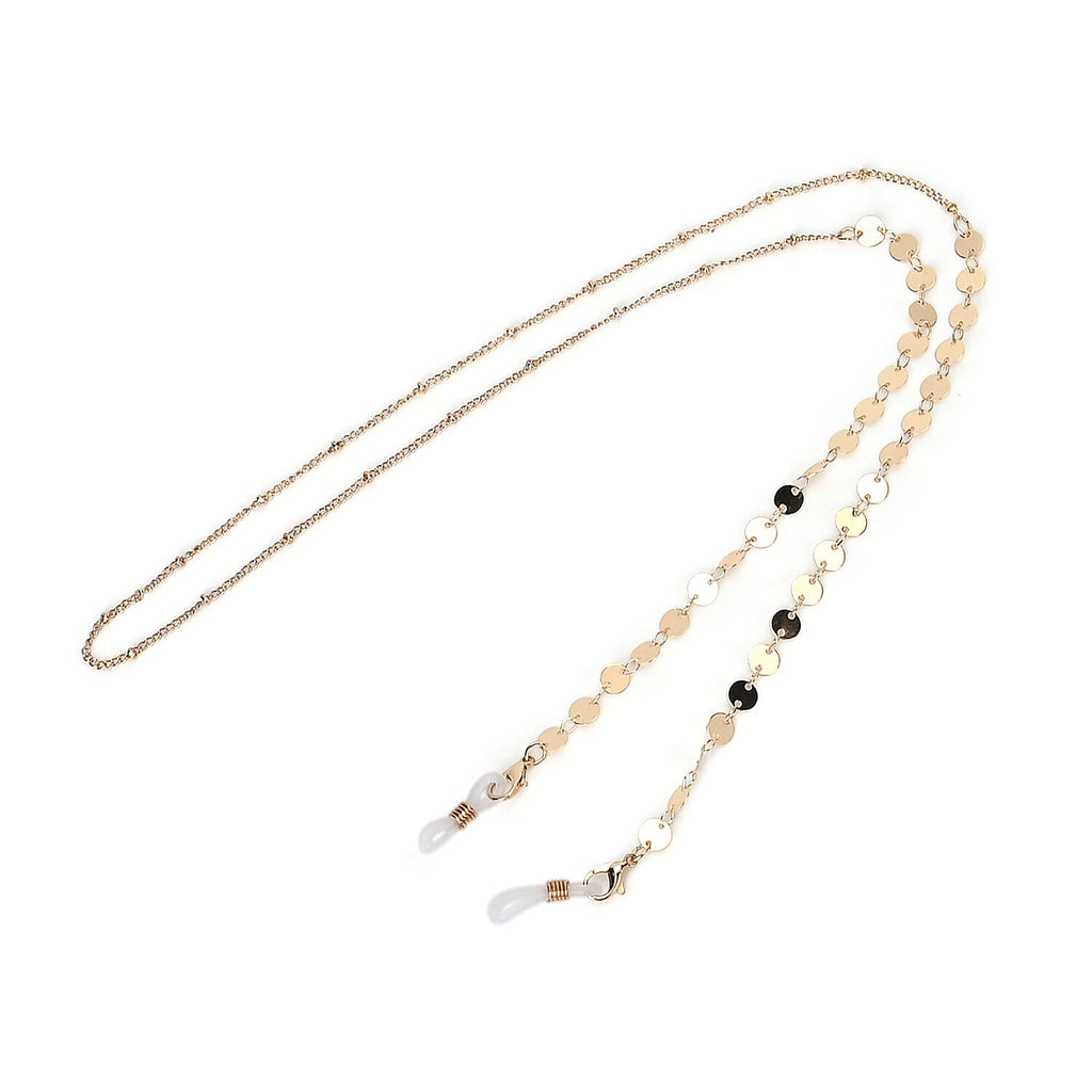 Set of 3 shiny Crystal Beaded Eyeglass Chains with 20pcs Rubber Rings - Brown & Silver