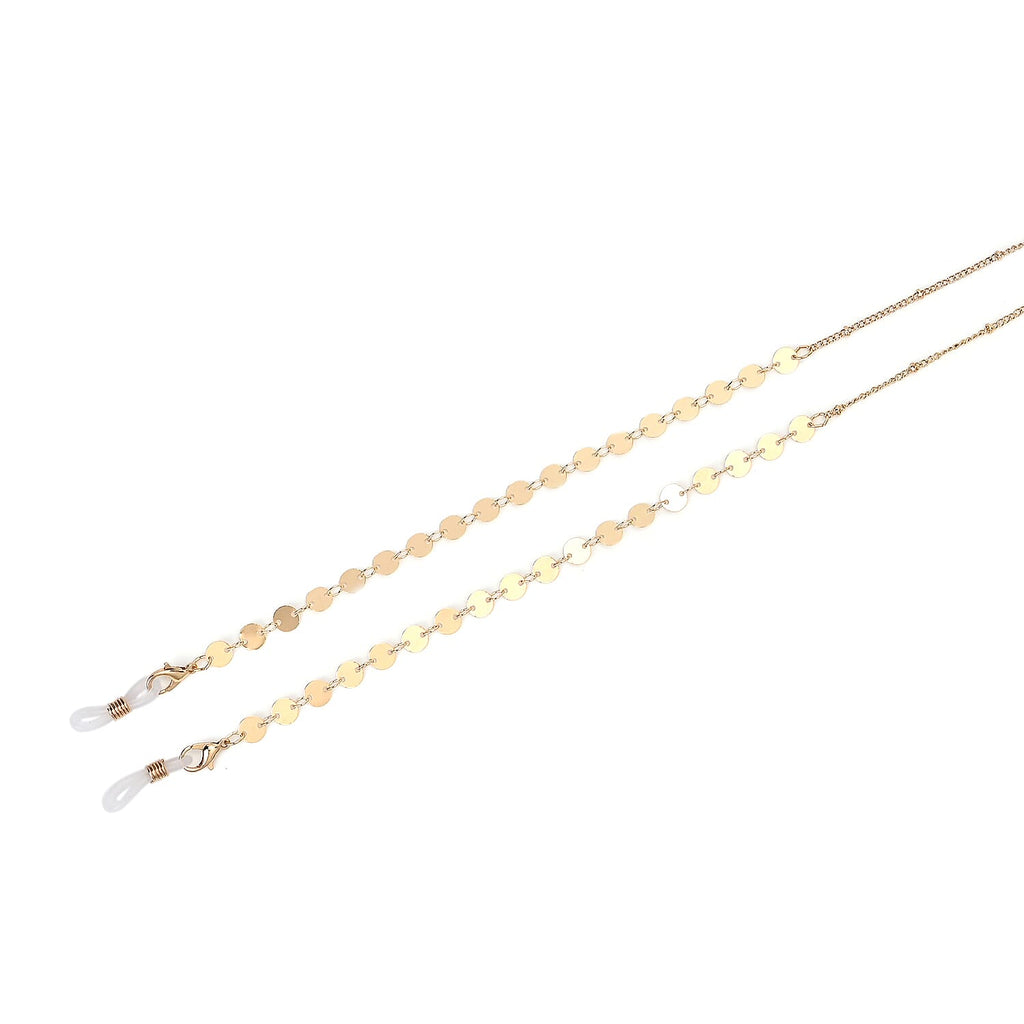 Set of 3 shiny Crystal Beaded Eyeglass Chains with 20pcs Rubber Rings - Brown & Silver