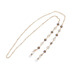 Set of 3 shiny Crystal Beaded Eyeglass Chains with 20pcs Rubber Rings - Brown & Silver