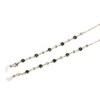 Set of 3 shiny Crystal Beaded Eyeglass Chains with 20pcs Rubber Rings - Brown & Silver