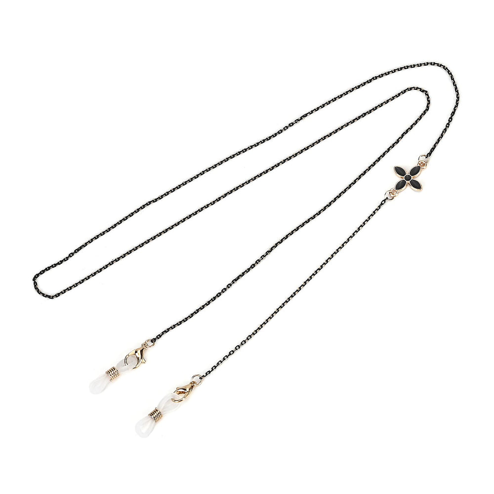 Set of 3 Shiny Crystal Beaded Eyeglass Chains with 20pcs Rubber Rings (Size 70x1x1 cm) - Gold & Silver