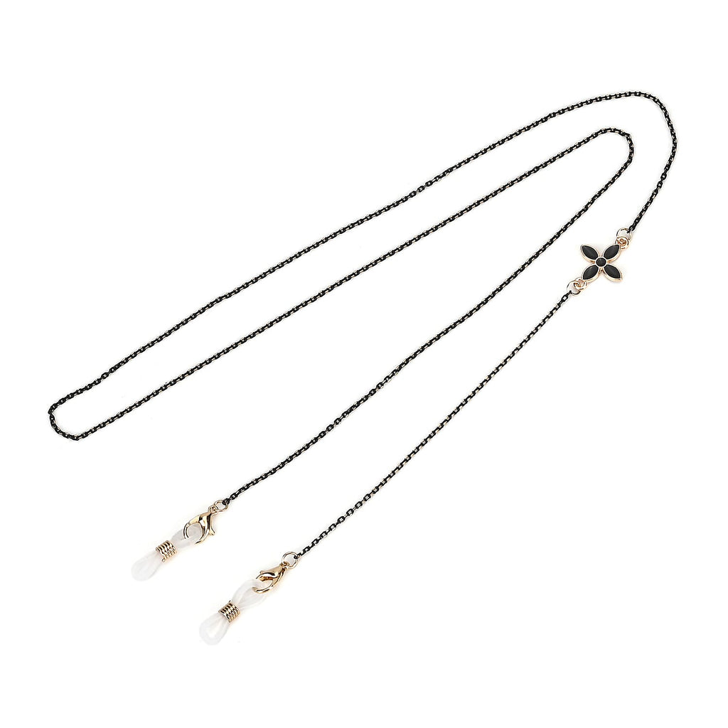 Set of 3 Shiny Crystal Beaded Eyeglass Chains with 20pcs Rubber Rings (Size 70x1x1 cm) - Gold & Silver