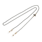 Set of 3 Shiny Crystal Beaded Eyeglass Chains with 20pcs Rubber Rings (Size 70x1x1 cm) - Gold & Silver