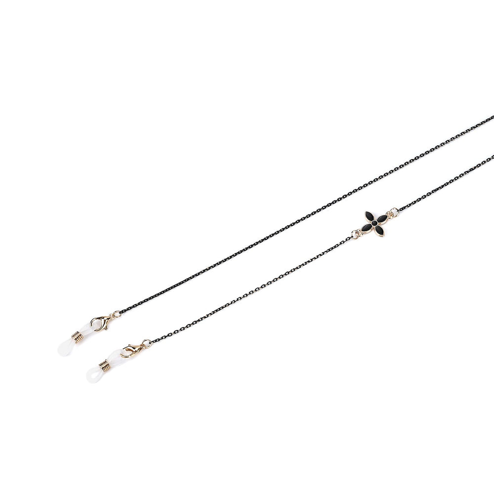Set of 3 Shiny Crystal Beaded Eyeglass Chains with 20pcs Rubber Rings (Size 70x1x1 cm) - Gold & Silver