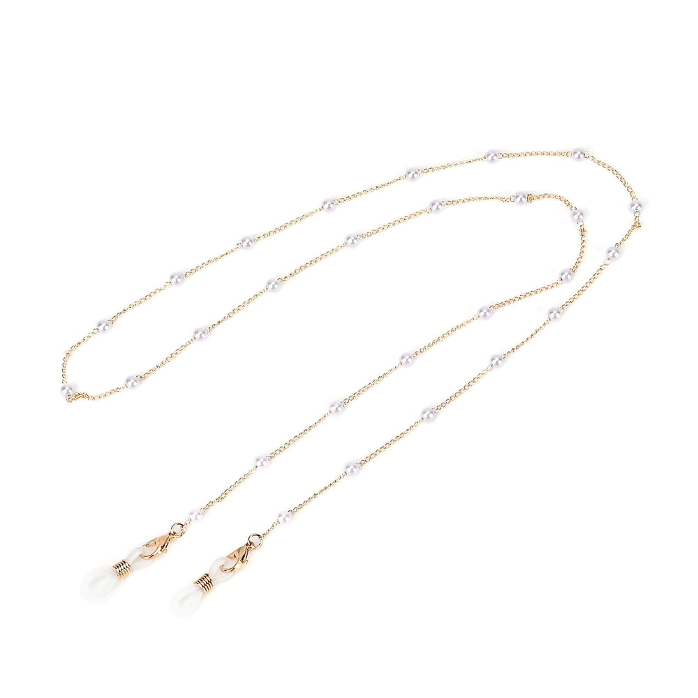 Set of 3 Shiny Crystal Beaded Eyeglass Chains with 20pcs Rubber Rings (Size 70x1x1 cm) - Gold & Silver