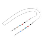 Set of 3 Shiny Crystal Beaded Eyeglass Chains with 20pcs Rubber Rings (Size 70x1x1 cm) - Gold & Silver