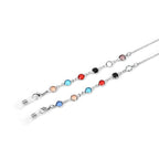 Set of 3 Shiny Crystal Beaded Eyeglass Chains with 20pcs Rubber Rings (Size 70x1x1 cm) - Gold & Silver