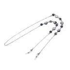 Set of 3 Shiny Crystal Beaded Eyeglass Chains with 20pcs Rubber Rings - Green & Silver