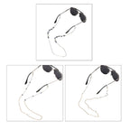 Set of 3 Shiny Crystal Beaded Eyeglass Chains with 20pcs Rubber Rings - Green & Silver
