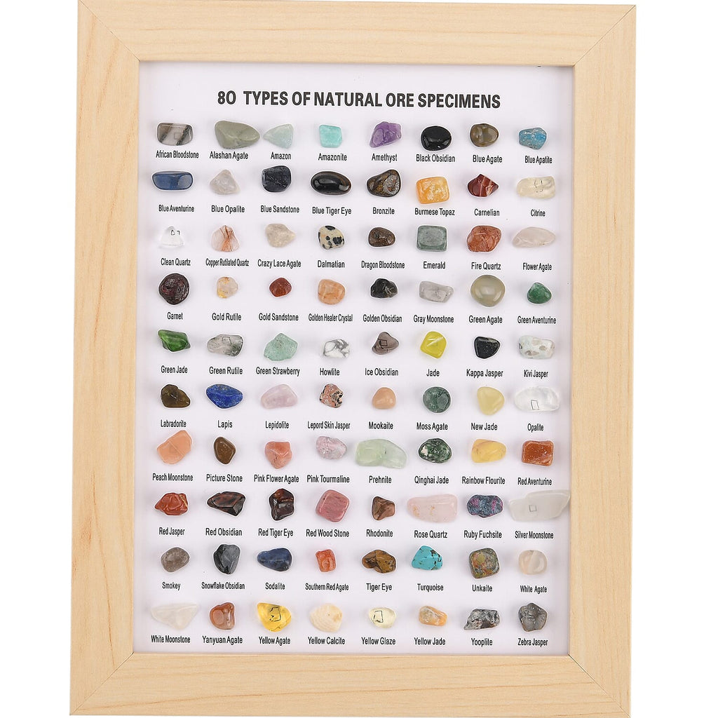 80 Genuine Gemstone Frame Collection with Bracelet (Size 7 Stretchable) - Tiger Eye