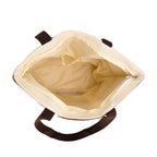 Fashionable Stripe Tote with 3D Floral Pattern - Brown