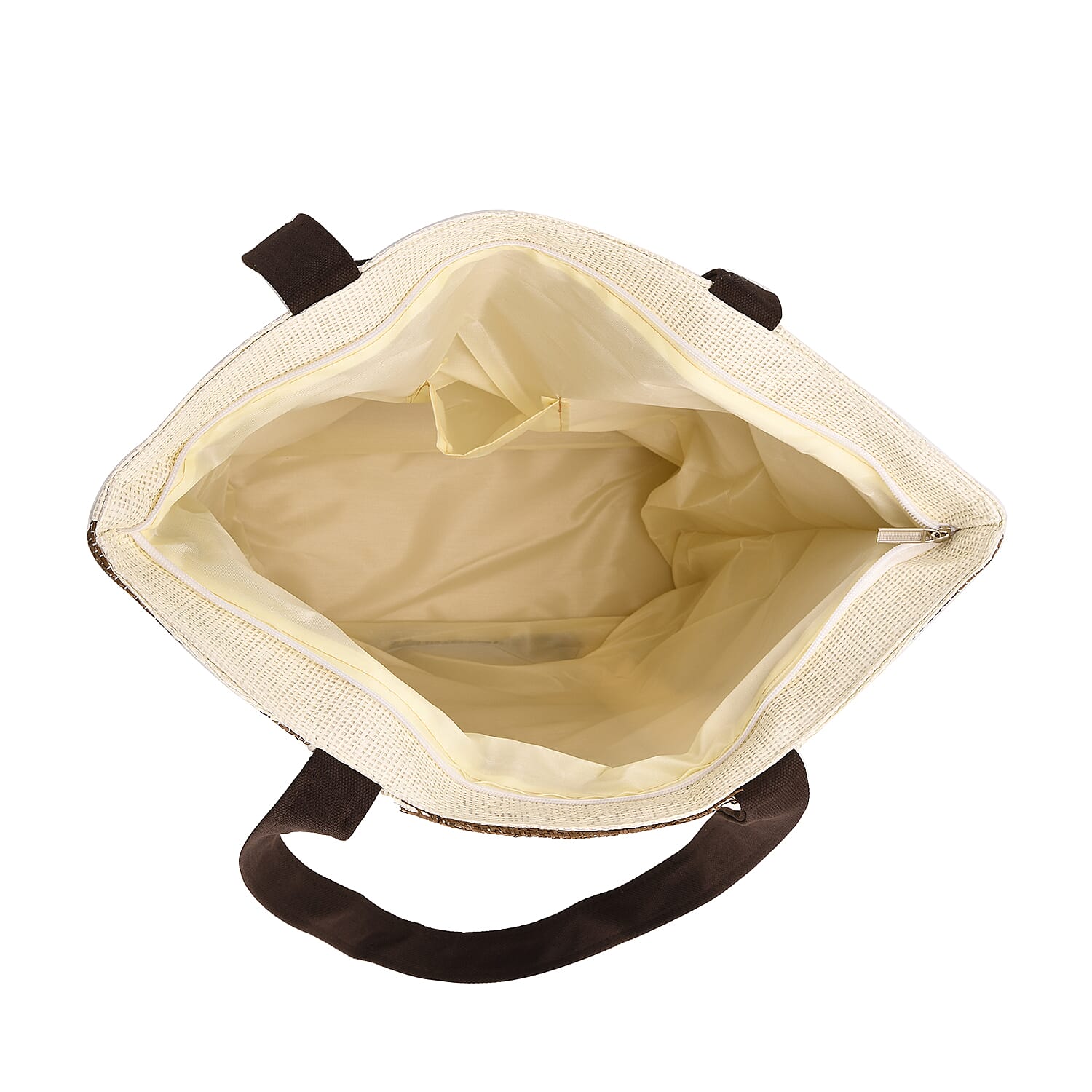 Fashionable Stripe Tote with 3D Floral Pattern - Brown