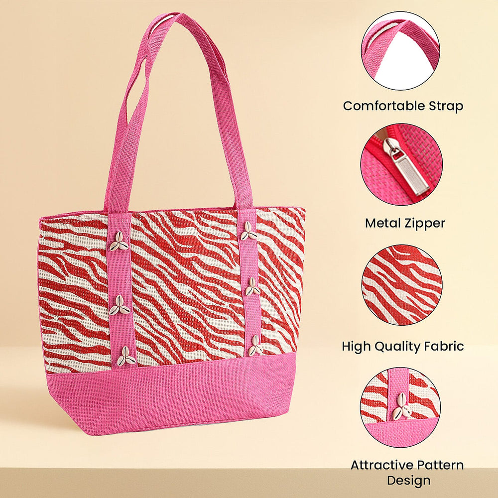 Fashionable Zebra Print Tote Bag - Pink