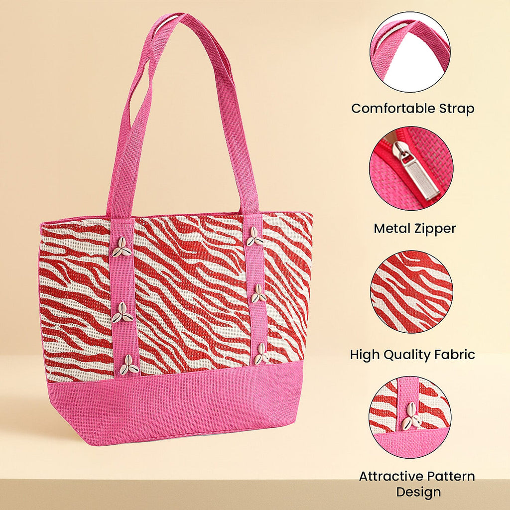Fashionable Zebra Print Tote Bag - Pink