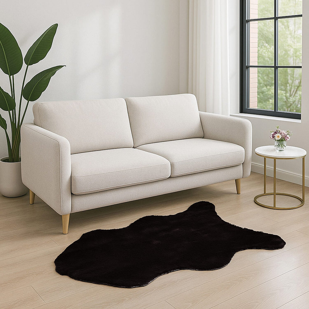 Faux Fur Rug (Size 120x90 cm) - Black