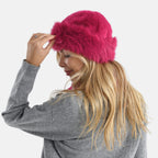 Faux Fur Scarf - Hat Two-Piece Set (One Size) - Pink
