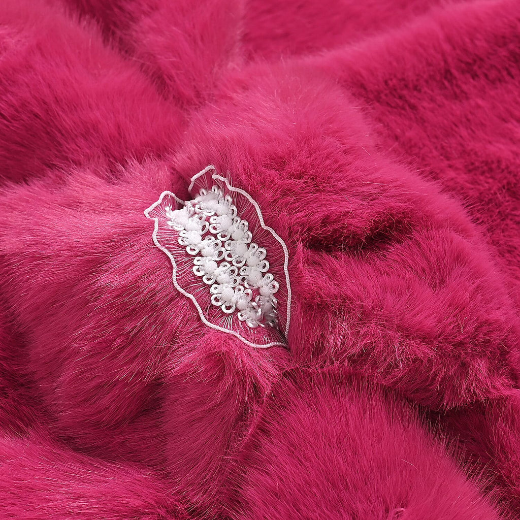 Faux Fur Scarf - Hat Two-Piece Set (One Size) - Pink