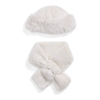 Faux Fur Scarf - Hat Two-Piece Set (One Size) - White