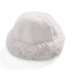 Faux Fur Scarf - Hat Two-Piece Set (One Size) - White