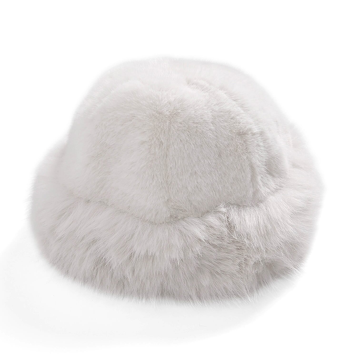 Faux Fur Scarf - Hat Two-Piece Set (One Size) - White