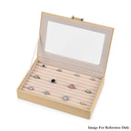 Stylish Ring Box With Glass Window & Anti Tarnish Lining (Size 10x7x2 cm) - Cream (Can Hold 100Pcs Rings)