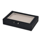 Stylish Ring Box With Glass Window & Anti Tarnish Lining (Size 10x7x2 cm) - Black (Can Hold 100Pcs Rings)