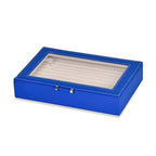 Stylish Ring Box With Glass Window & Anti Tarnish Lining (Size 10x7x2 cm ) - Blue (Can Hold 100Pcs Rings)