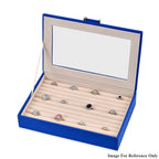 Stylish Ring Box With Glass Window & Anti Tarnish Lining (Size 10x7x2 cm ) - Blue (Can Hold 100Pcs Rings)