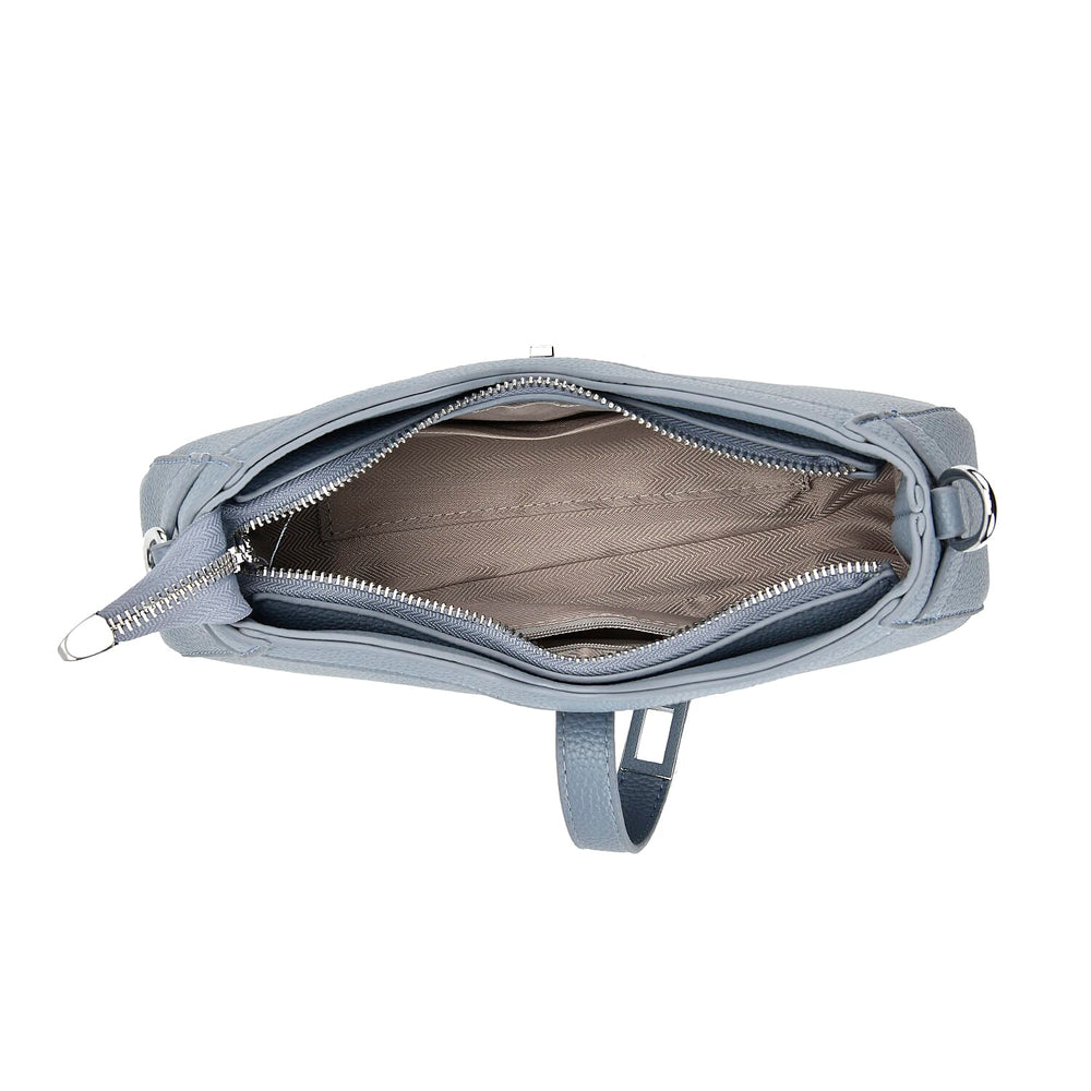 Designer Closeout - Super Soft Shoulder Bag with Charm Detail & Adjustable Strap - Light Stone Blue