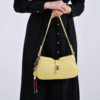 Designer Closeout - Super Soft Shoulder Bag with Charm Detail & Adjustable Strap - Yellow