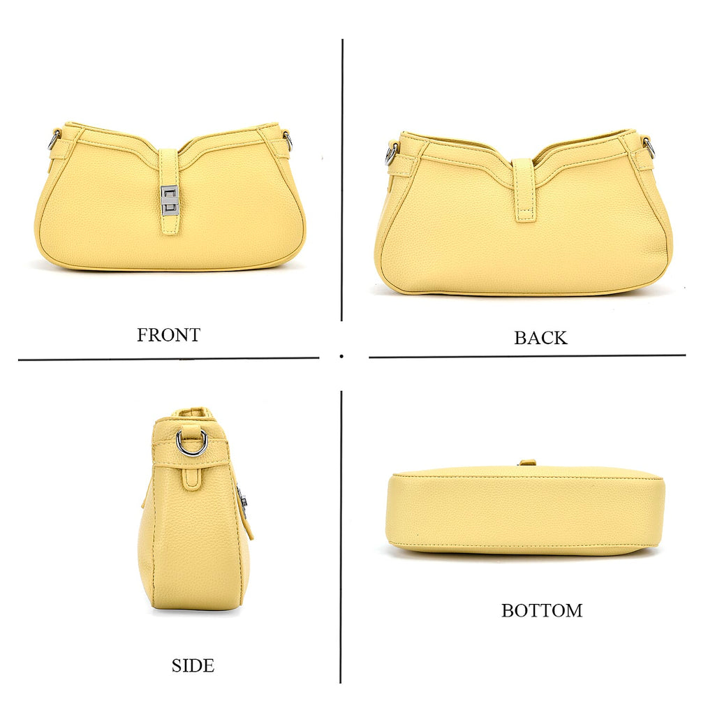 Designer Closeout - Super Soft Shoulder Bag with Charm Detail & Adjustable Strap - Yellow