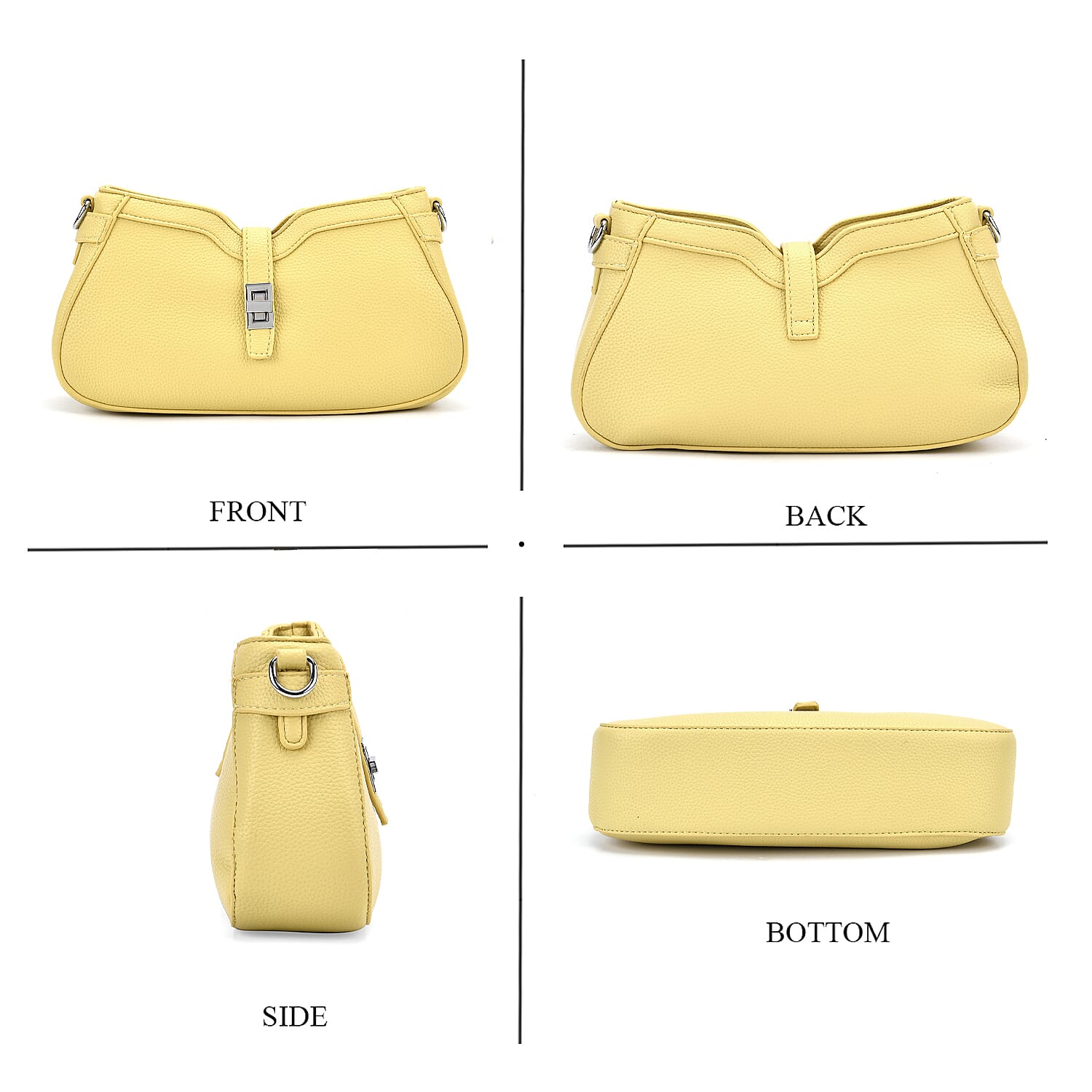 Designer Closeout - Super Soft Shoulder Bag with Charm Detail & Adjustable Strap - Yellow