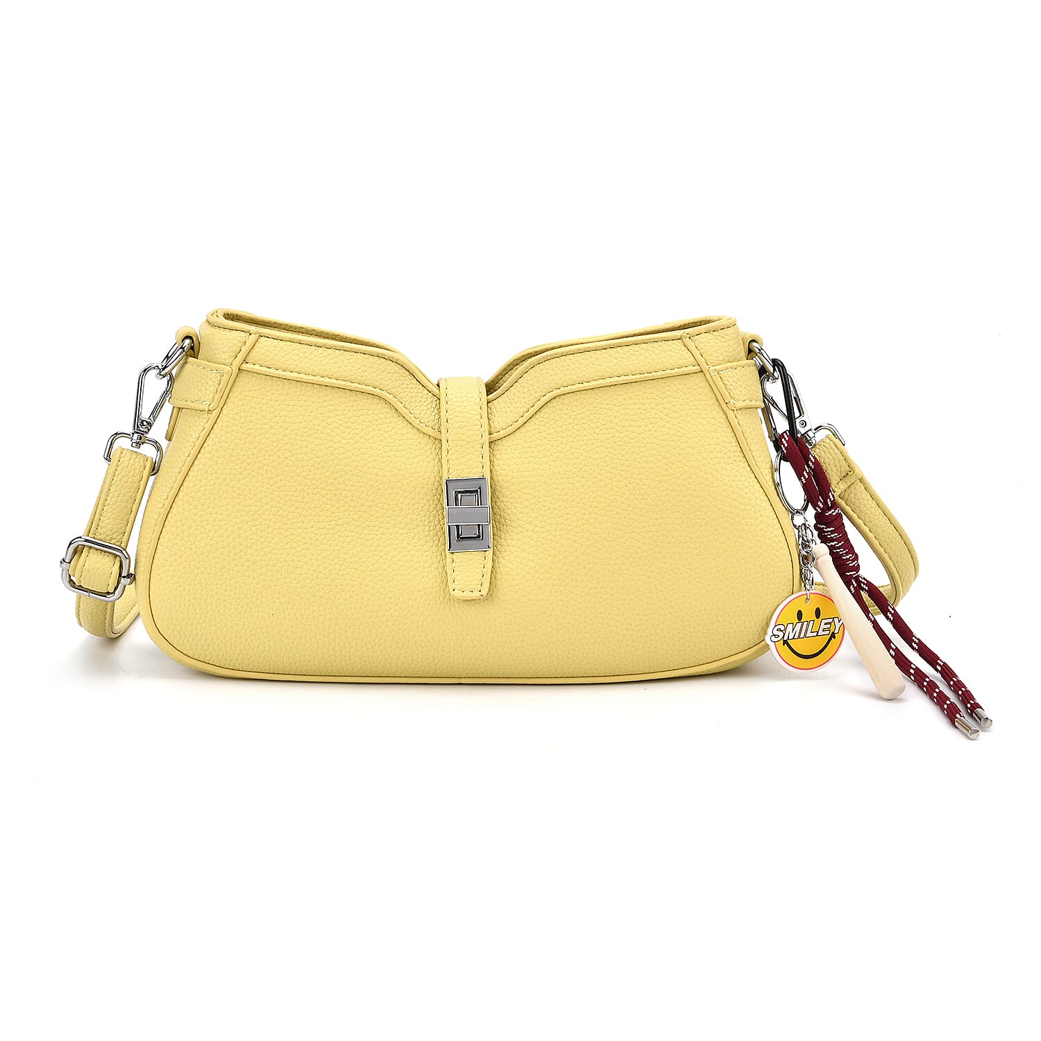 Designer Closeout - Super Soft Shoulder Bag with Charm Detail & Adjustable Strap - Yellow