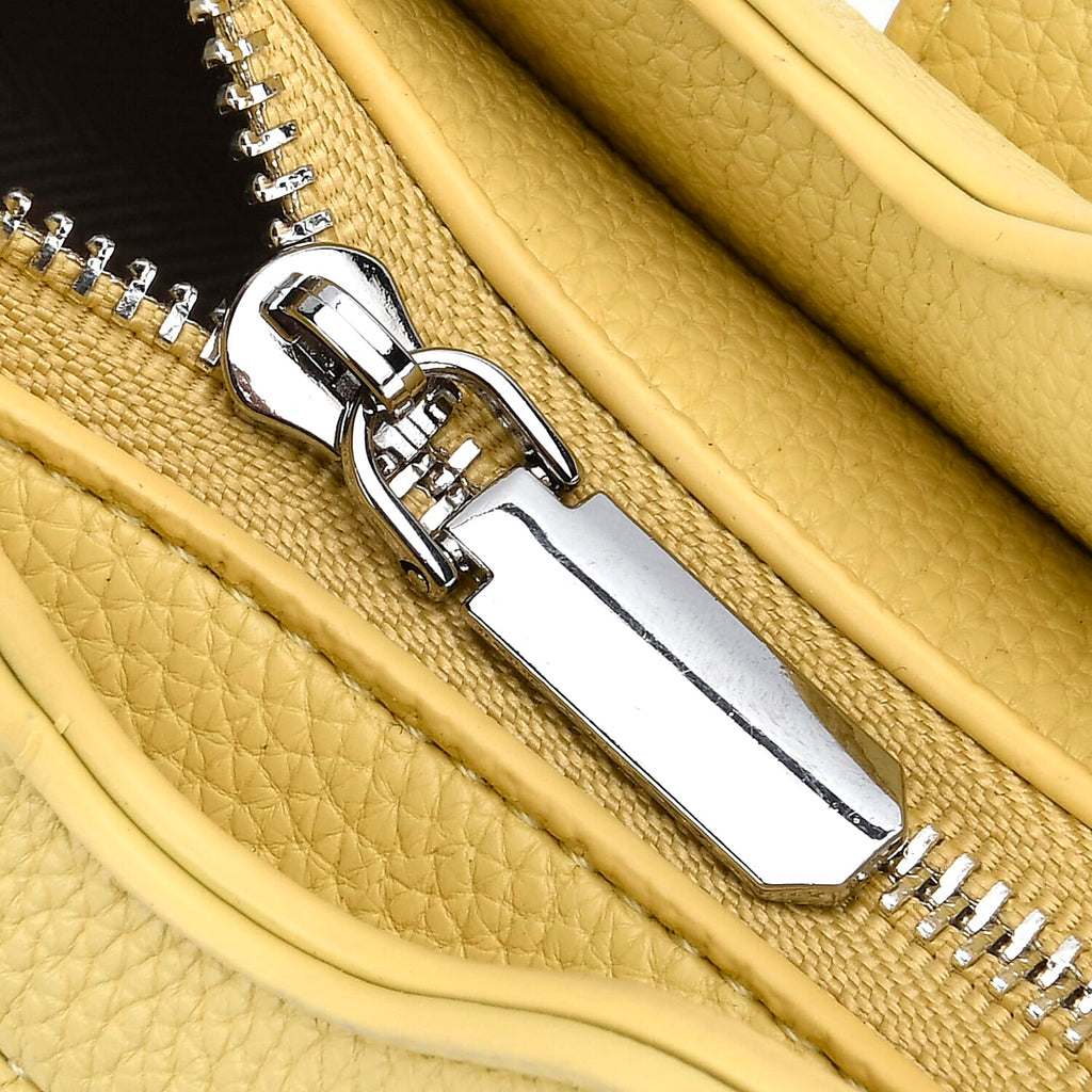 Designer Closeout - Super Soft Shoulder Bag with Charm Detail & Adjustable Strap - Yellow