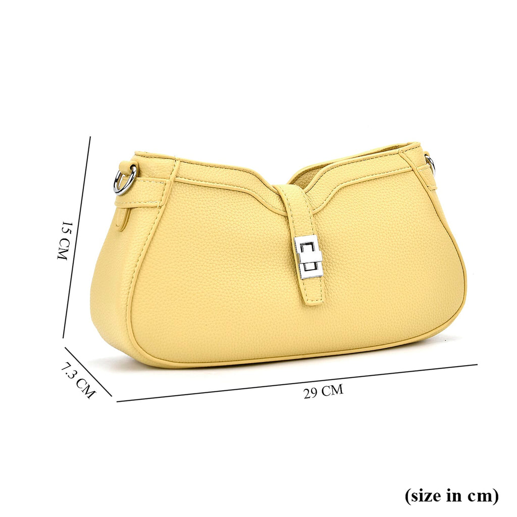Designer Closeout - Super Soft Shoulder Bag with Charm Detail & Adjustable Strap - Yellow