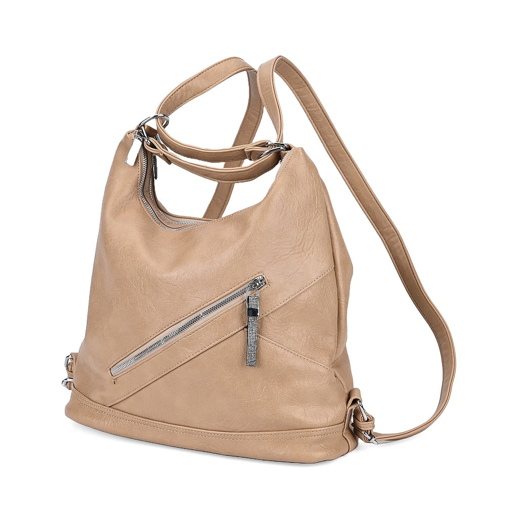 Leatherette 3 in 1 Crossbody Bag - Khaki