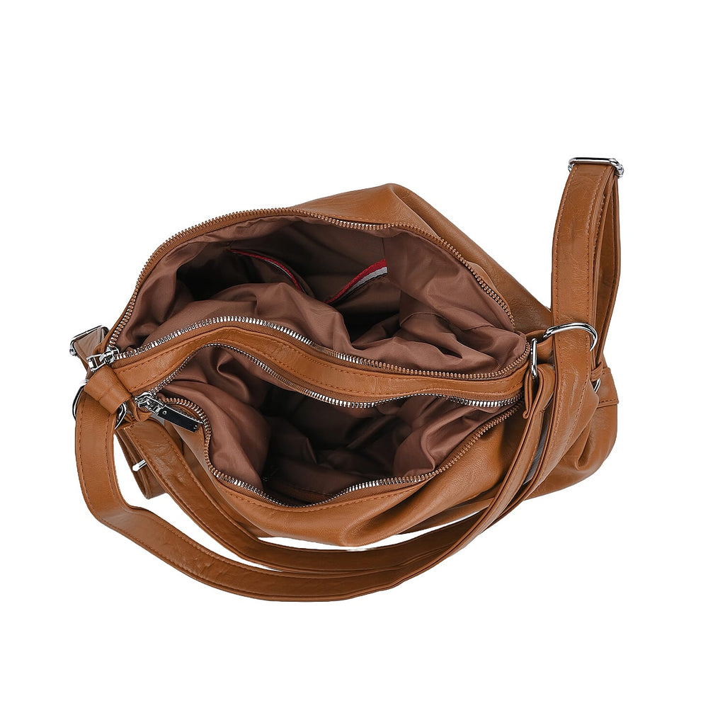 3 in 1 Solid Versatile Styling Crossbody, Shoulder, and Tote Bag (Size 33x13x36 cm) - Tan